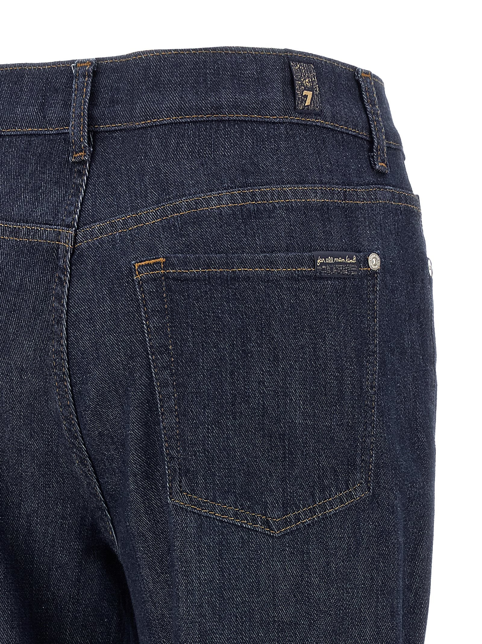 7 For All Mankind Blue Cotton Retro Flared Jeans