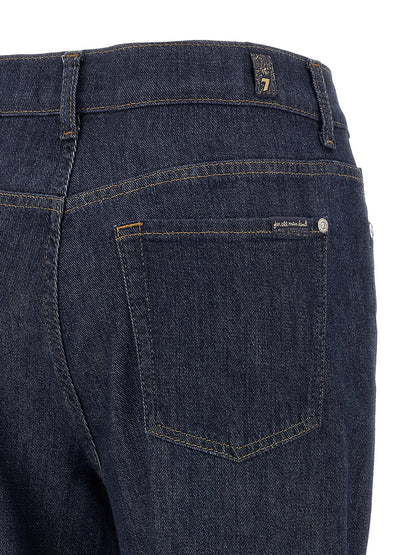 7 For All Mankind Blue Cotton Retro Flared Jeans