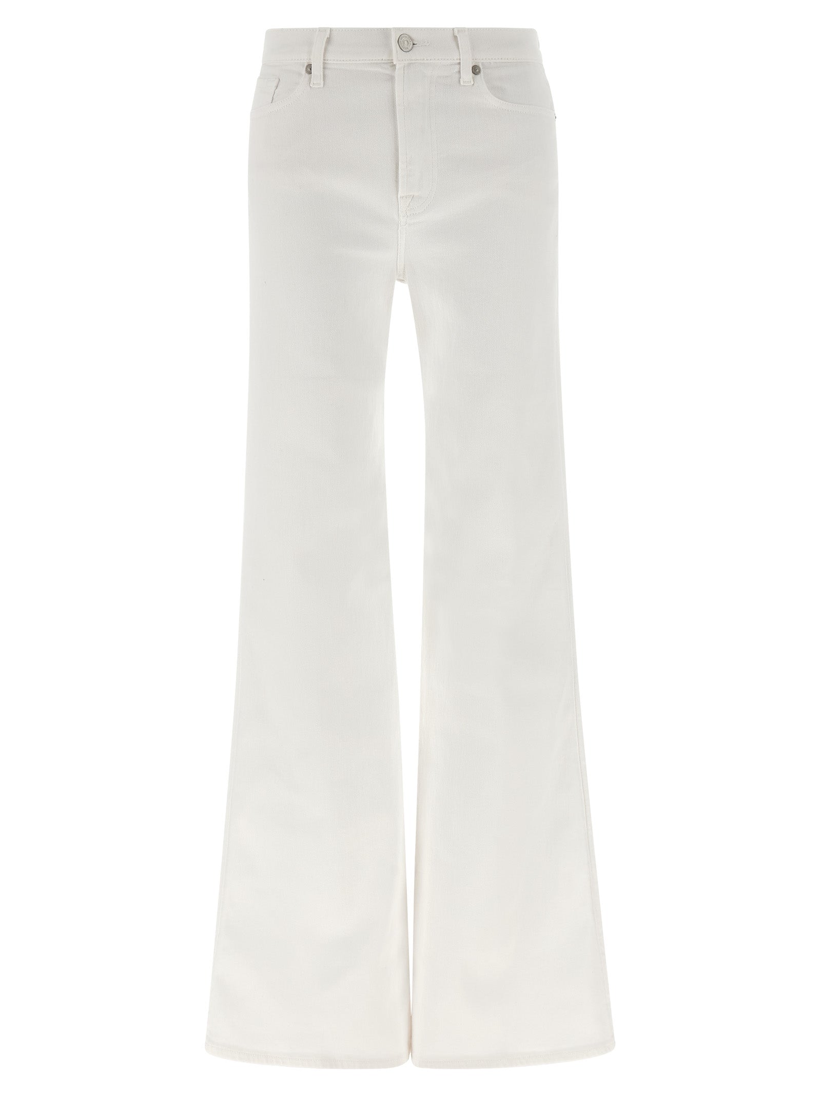 7 For All Mankind White Cotton Flared Modern Dojo Jeans