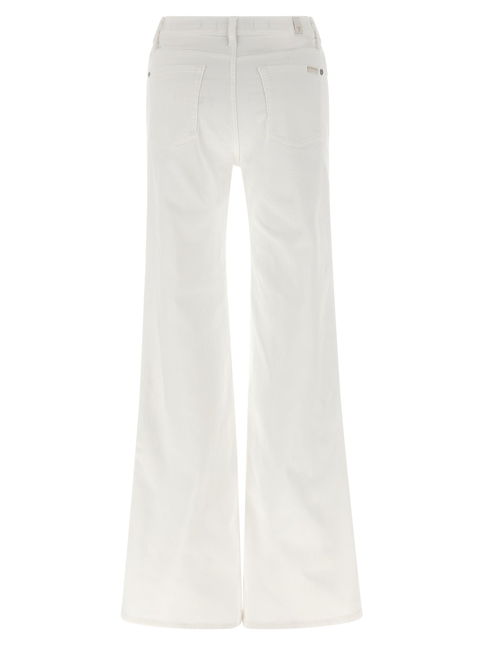 7 For All Mankind White Cotton Flared Modern Dojo Jeans