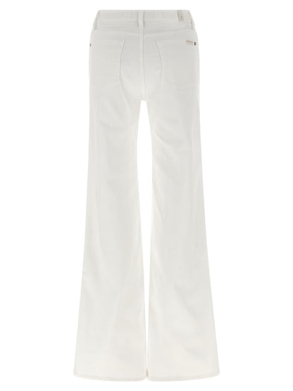 7 For All Mankind White Cotton Flared Modern Dojo Jeans
