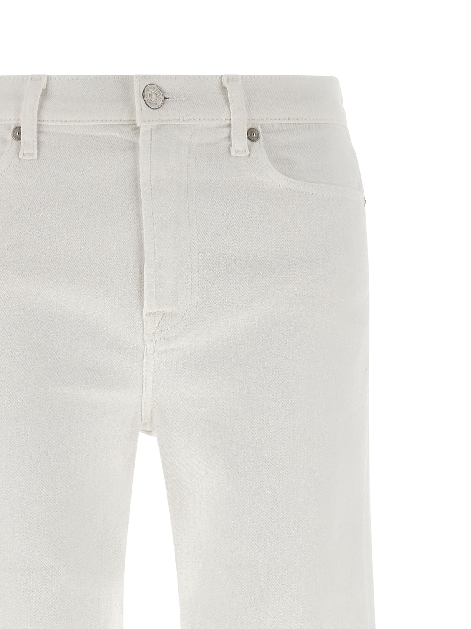 7 For All Mankind White Cotton Flared Modern Dojo Jeans