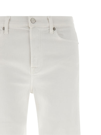 7 For All Mankind White Cotton Flared Modern Dojo Jeans