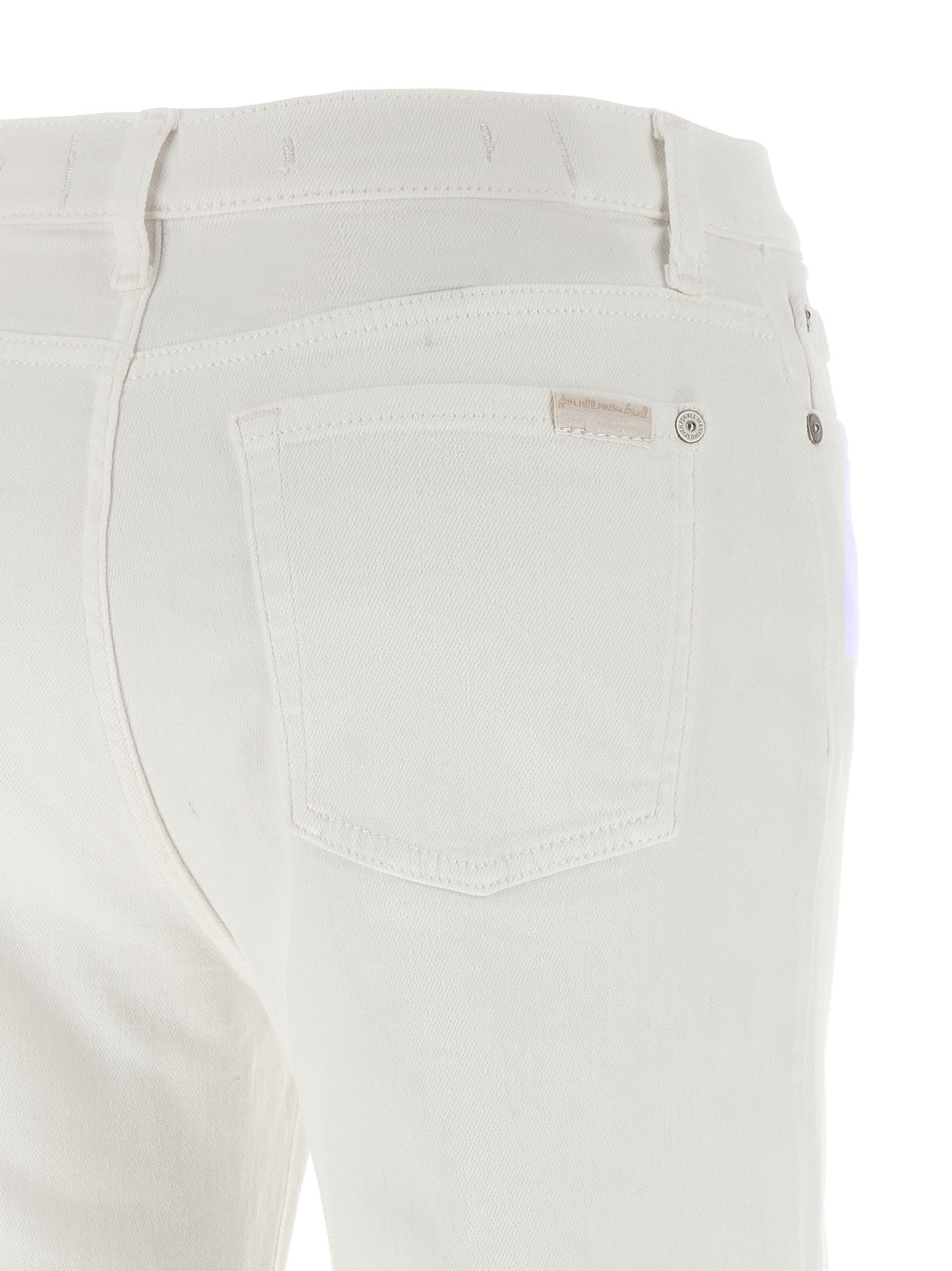 7 For All Mankind White Cotton Flared Modern Dojo Jeans