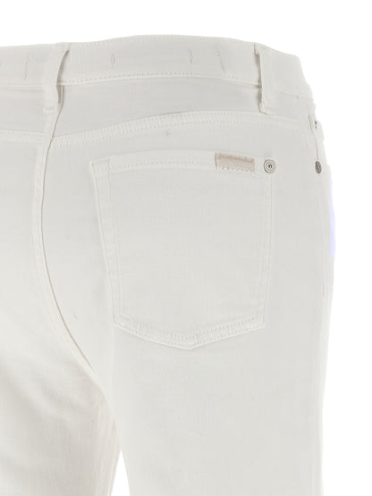 7 For All Mankind White Cotton Flared Modern Dojo Jeans