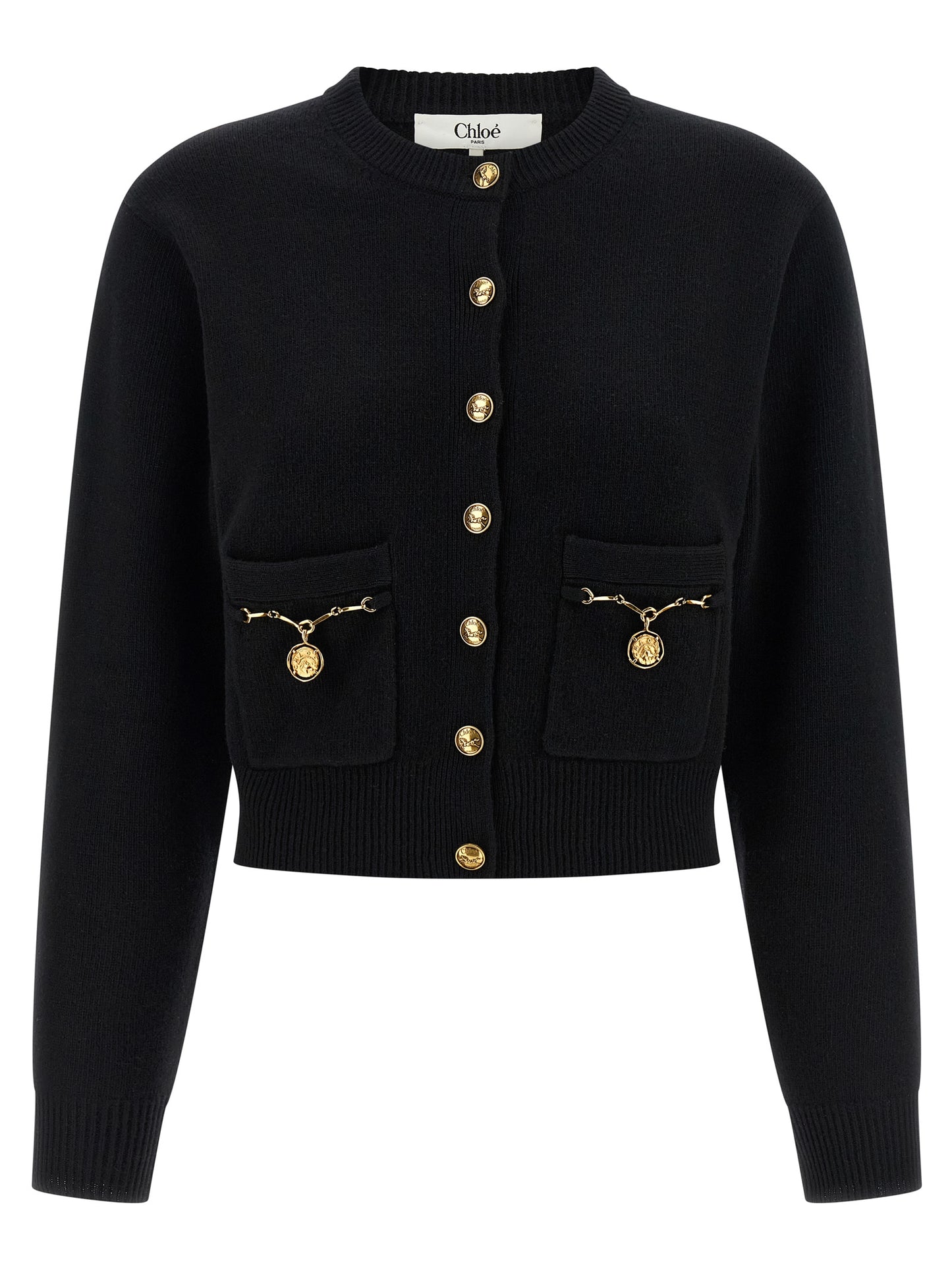 Chloé Black Merino Wool and Cashmere Cardigan