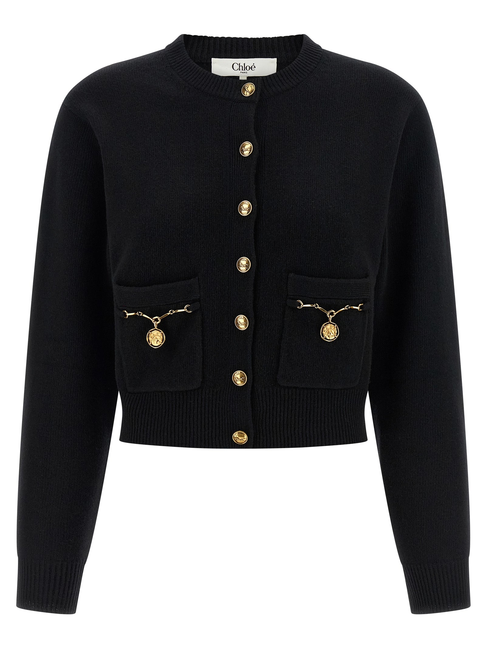 Chloé Black Merino Wool and Cashmere Cardigan