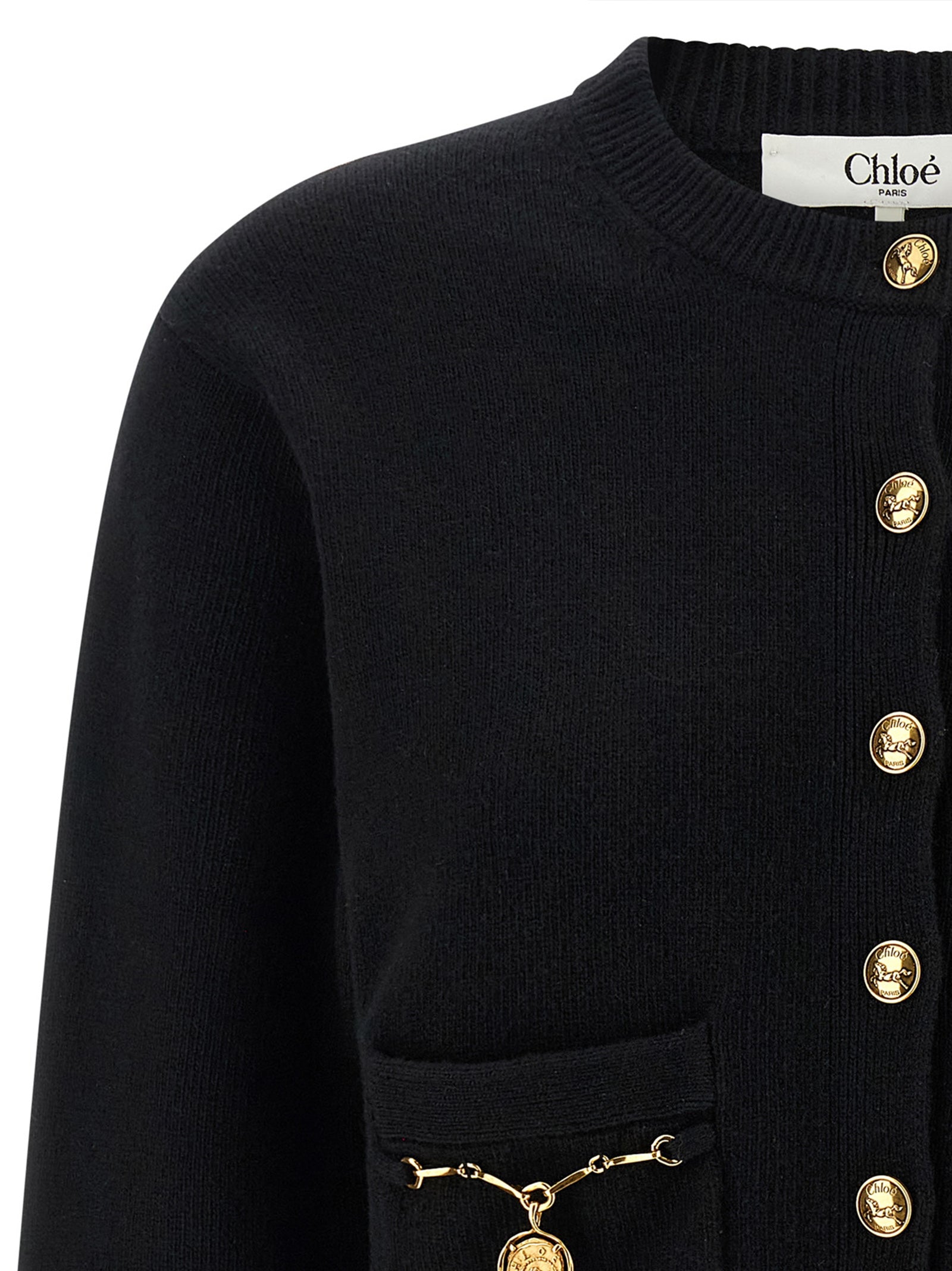 Chloé Black Merino Wool and Cashmere Cardigan