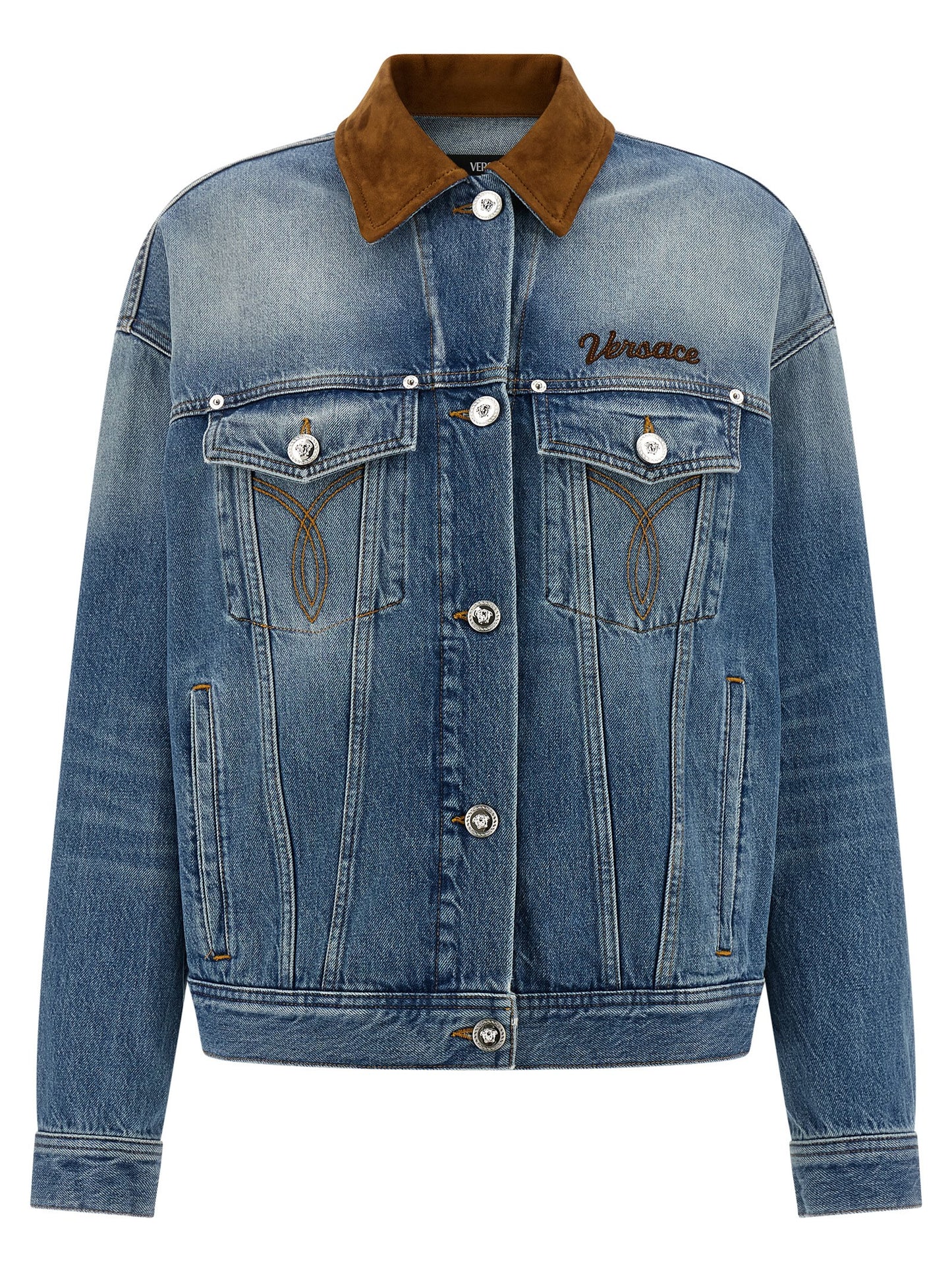 Versace Blue Cotton Denim Trucker Jacket