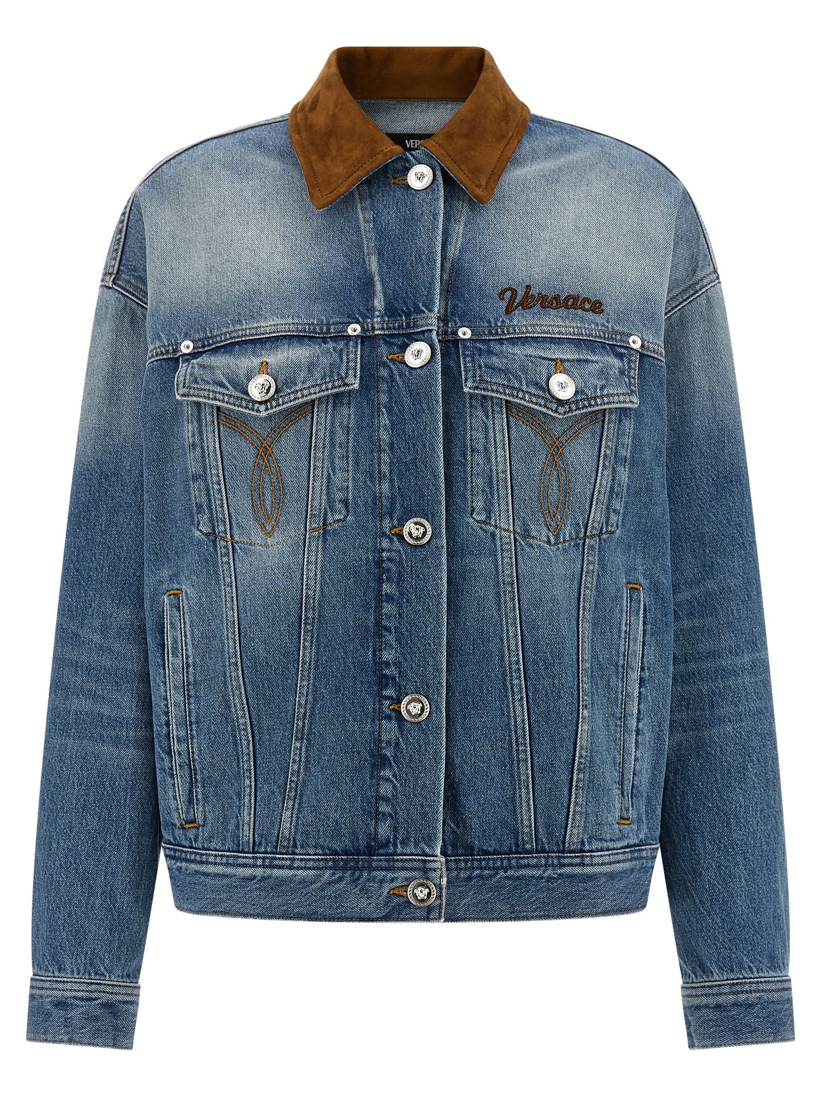 Versace Blue Cotton Denim Trucker Jacket