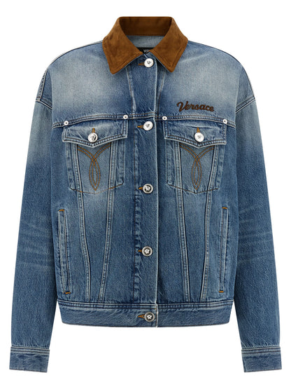 Versace Blue Cotton Denim Trucker Jacket