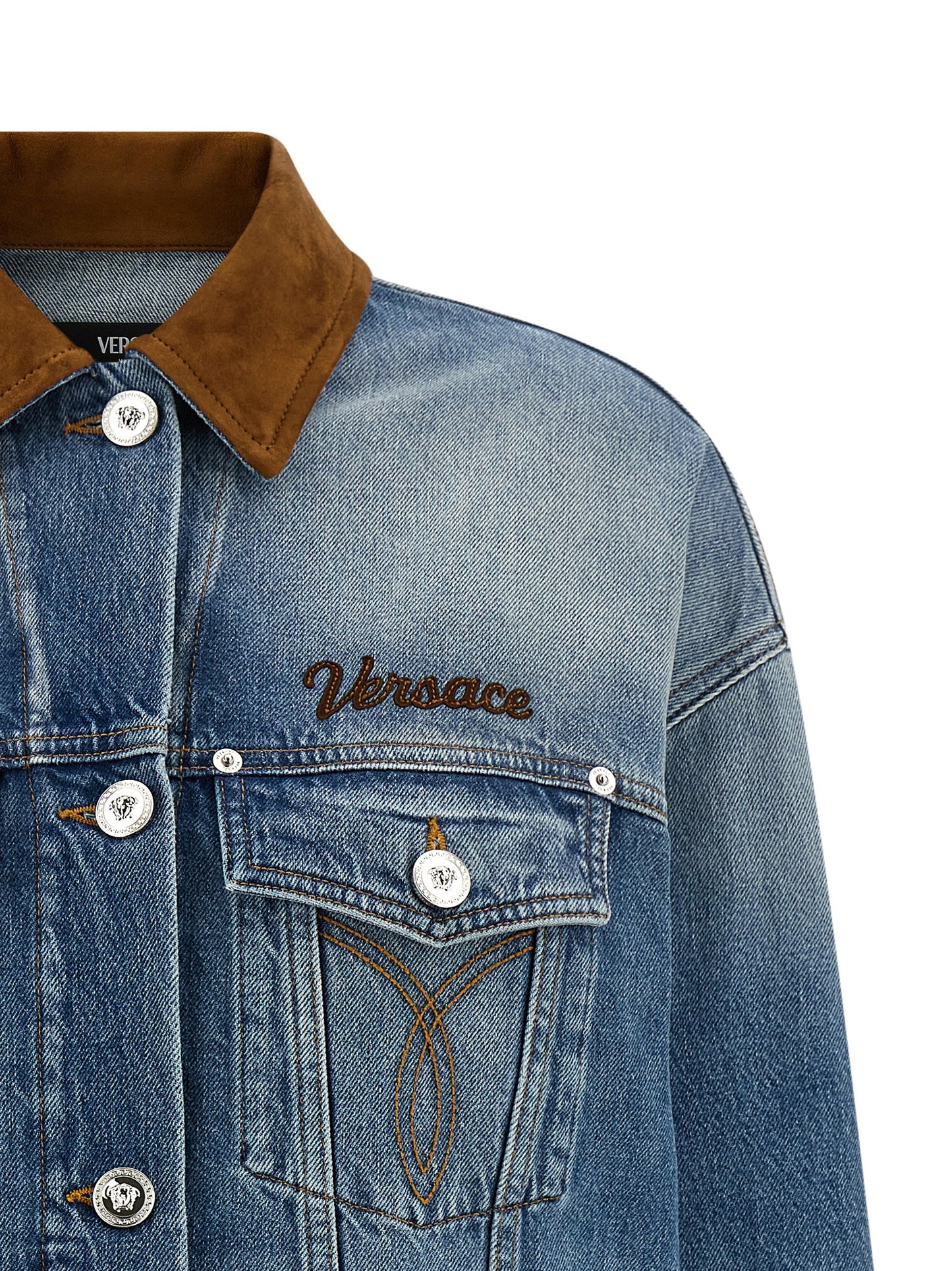 Versace Blue Cotton Denim Trucker Jacket
