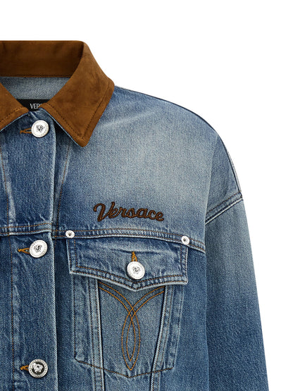 Versace Blue Cotton Denim Trucker Jacket
