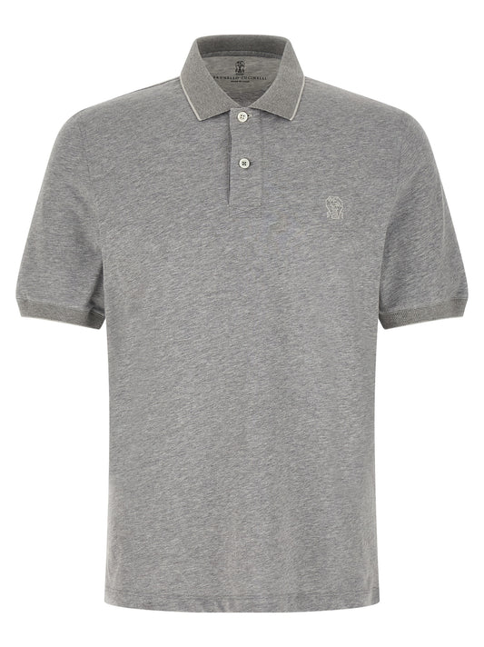 Brunello Cucinelli Gray Cotton Polo Shirt - 3XL