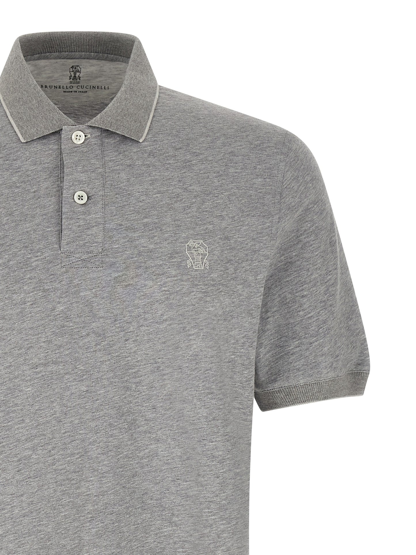 Brunello Cucinelli Gray Cotton Polo Shirt - 3XL