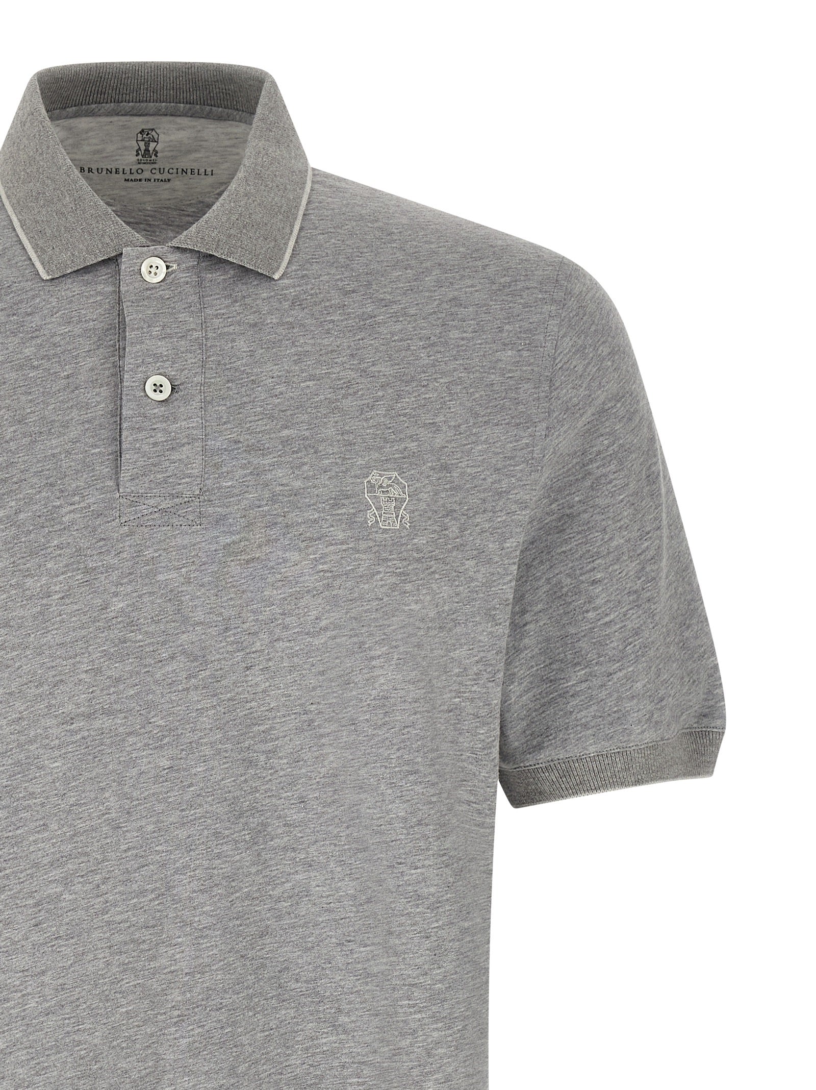 Brunello Cucinelli Gray Cotton Polo Shirt - 3XL