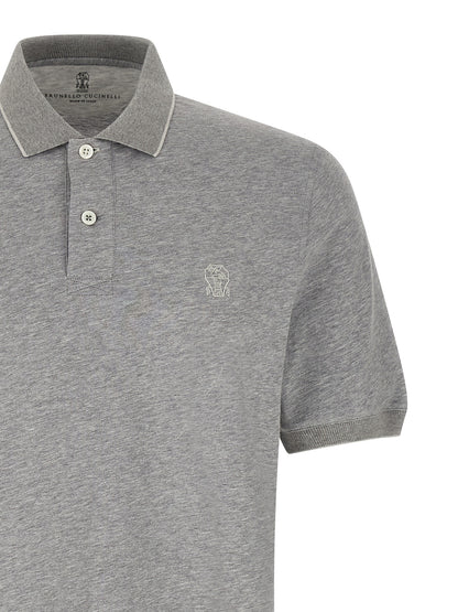 Brunello Cucinelli Gray Cotton Polo Shirt - 3XL