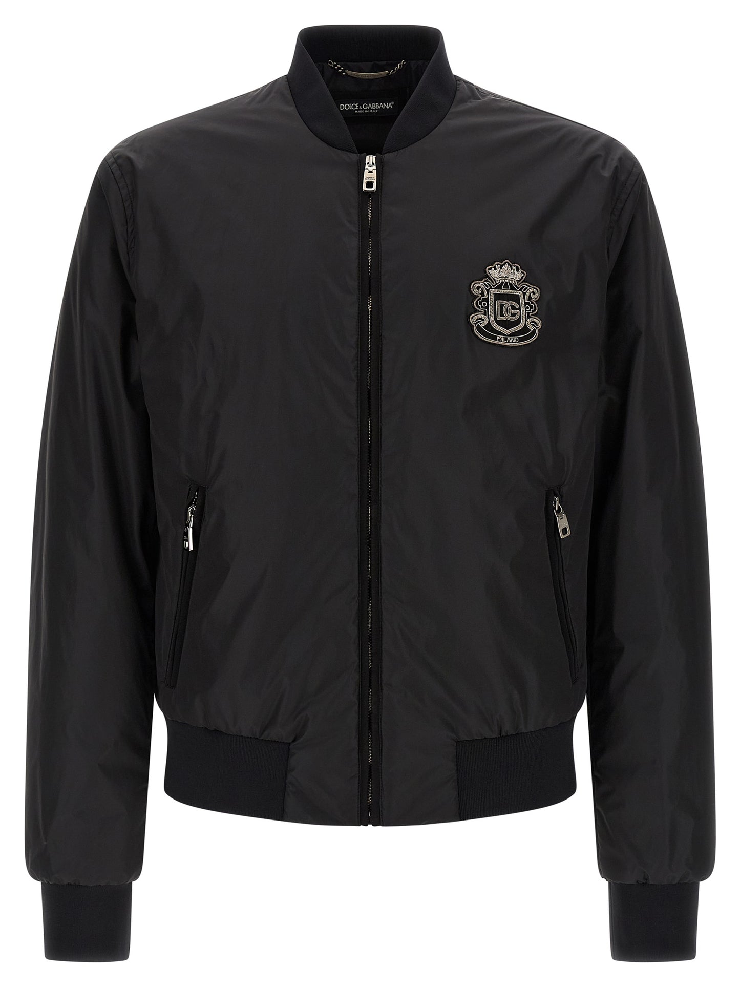 Dolce & Gabbana Black Polyamide Bomber Jacket