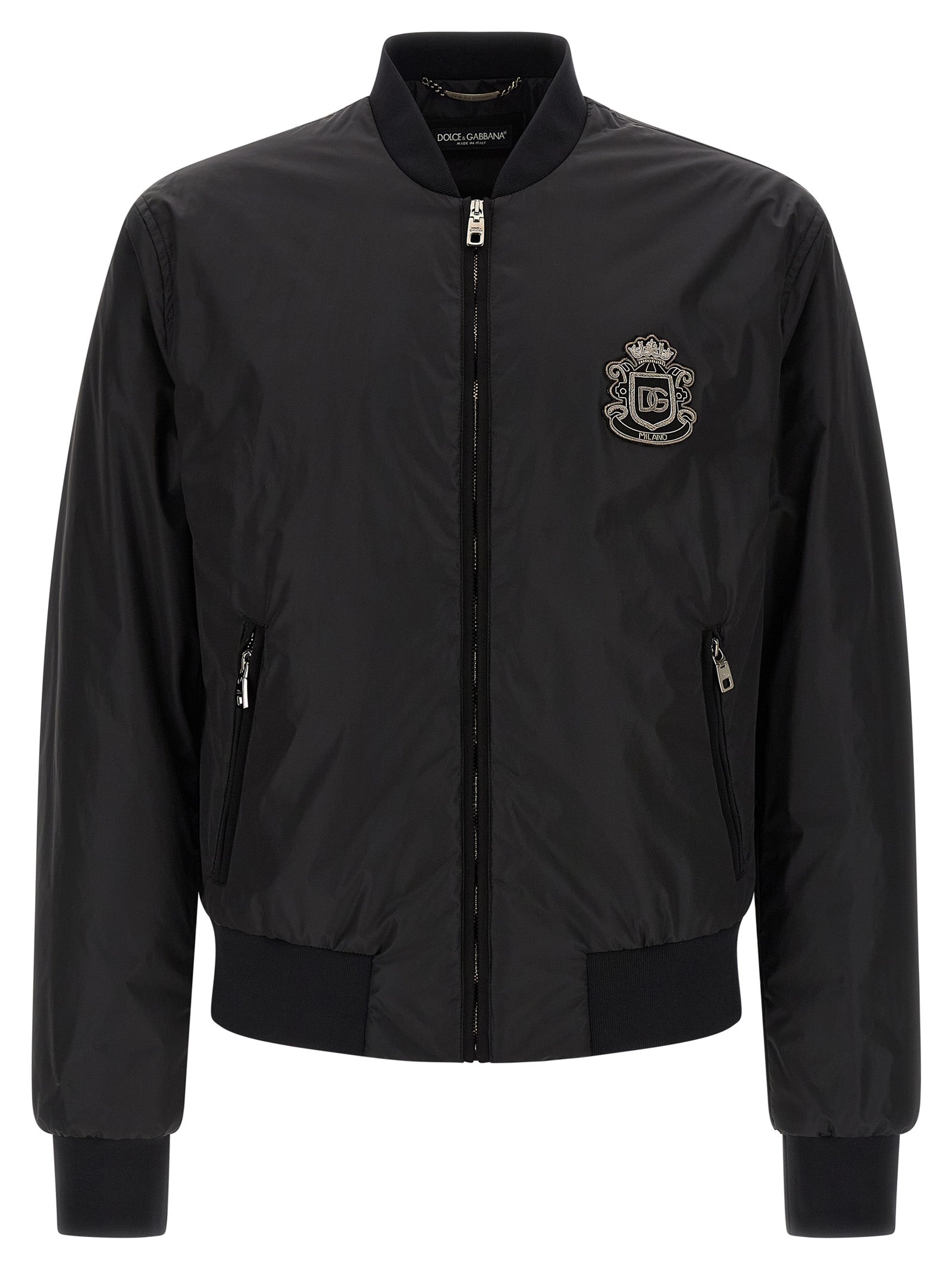 Dolce & Gabbana Black Polyamide Bomber Jacket
