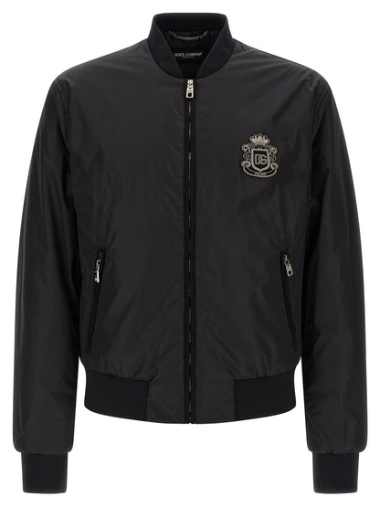 Dolce & Gabbana Black Polyamide Bomber Jacket