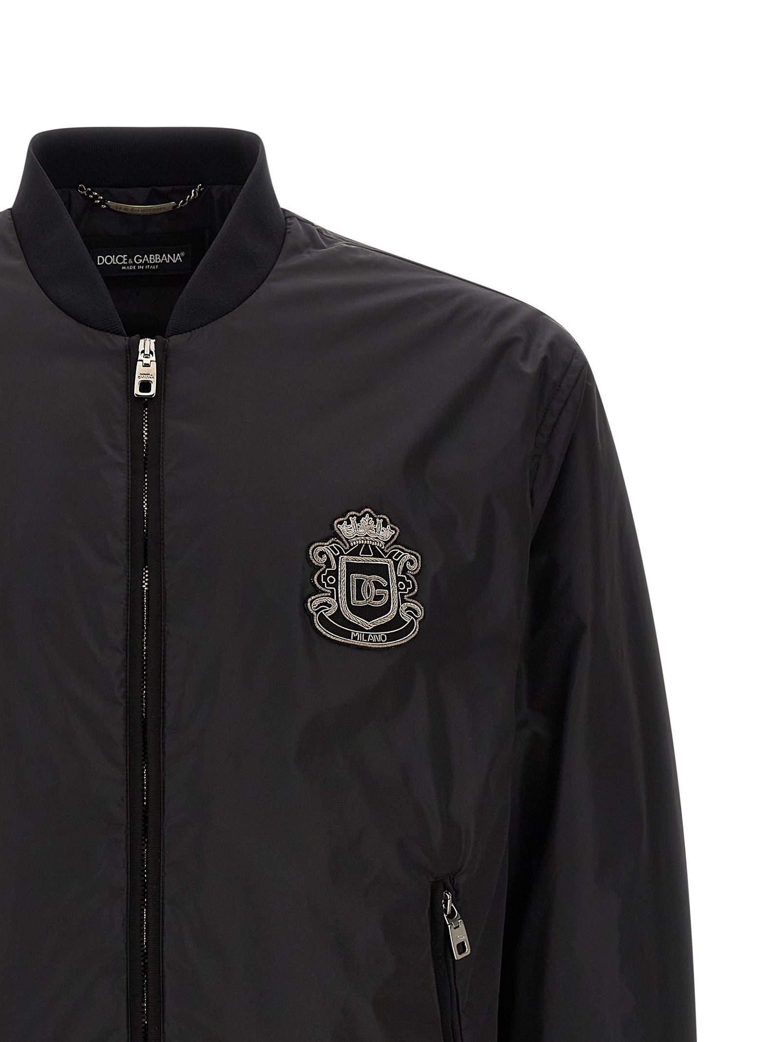 Dolce & Gabbana Black Polyamide Bomber Jacket