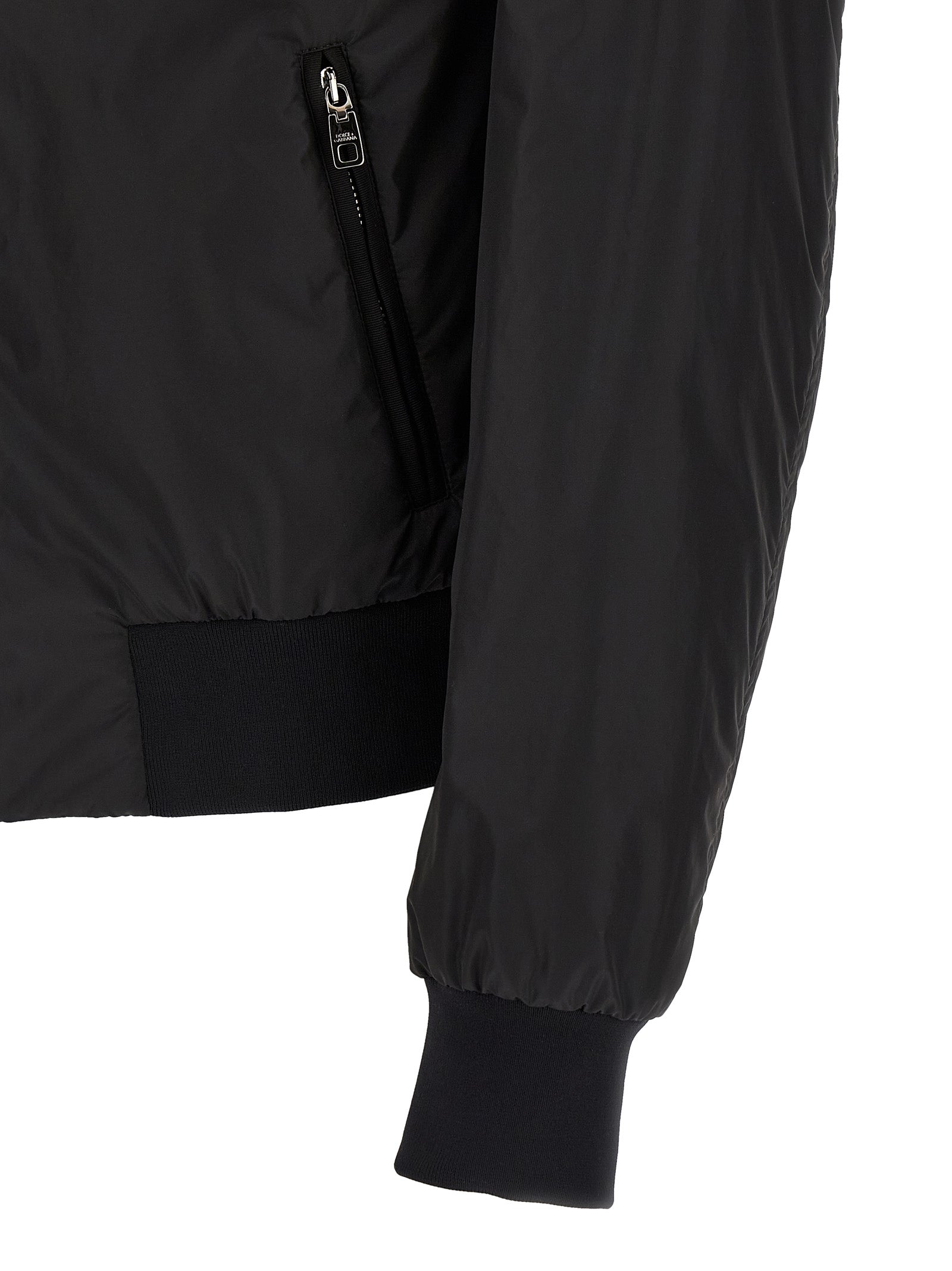 Dolce & Gabbana Black Polyamide Bomber Jacket
