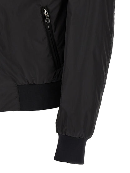Dolce & Gabbana Black Polyamide Bomber Jacket