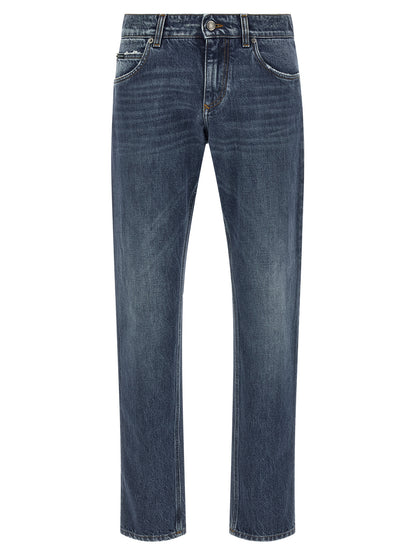 Dolce & Gabbana Blue Cotton Straight-Leg Jeans