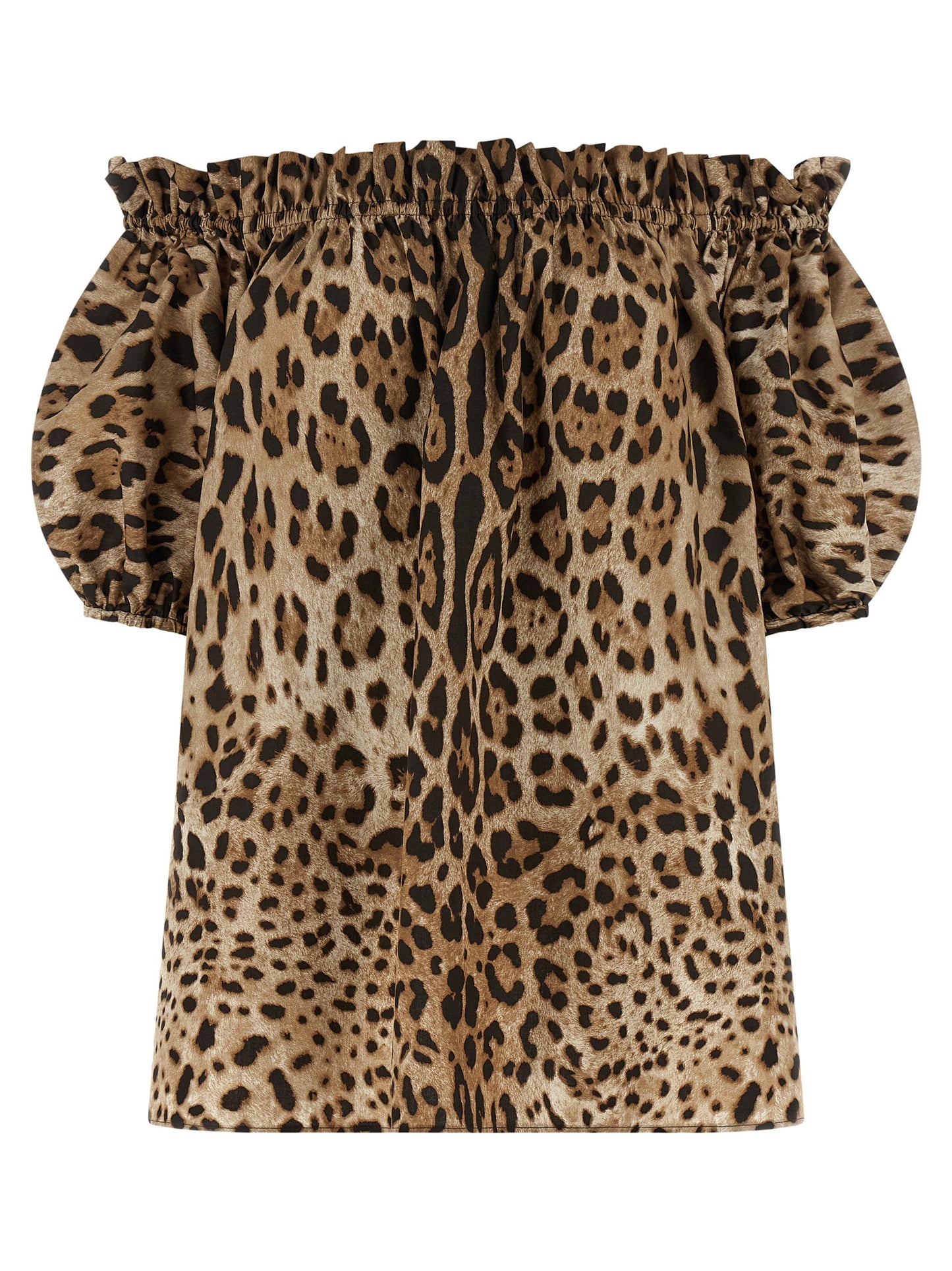 Dolce & Gabbana Brown Leopard Cotton Off-The-Shoulder Top
