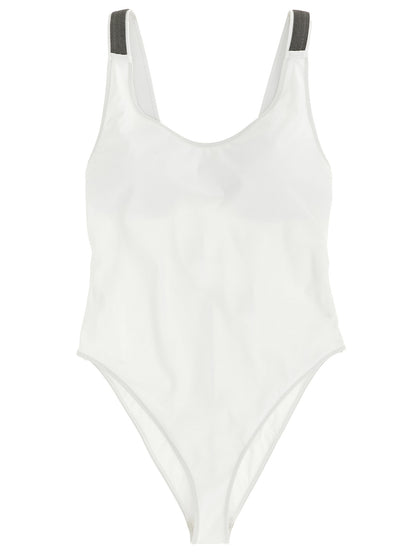 Brunello Cucinelli White Polyamide One-Piece Swimsuit
