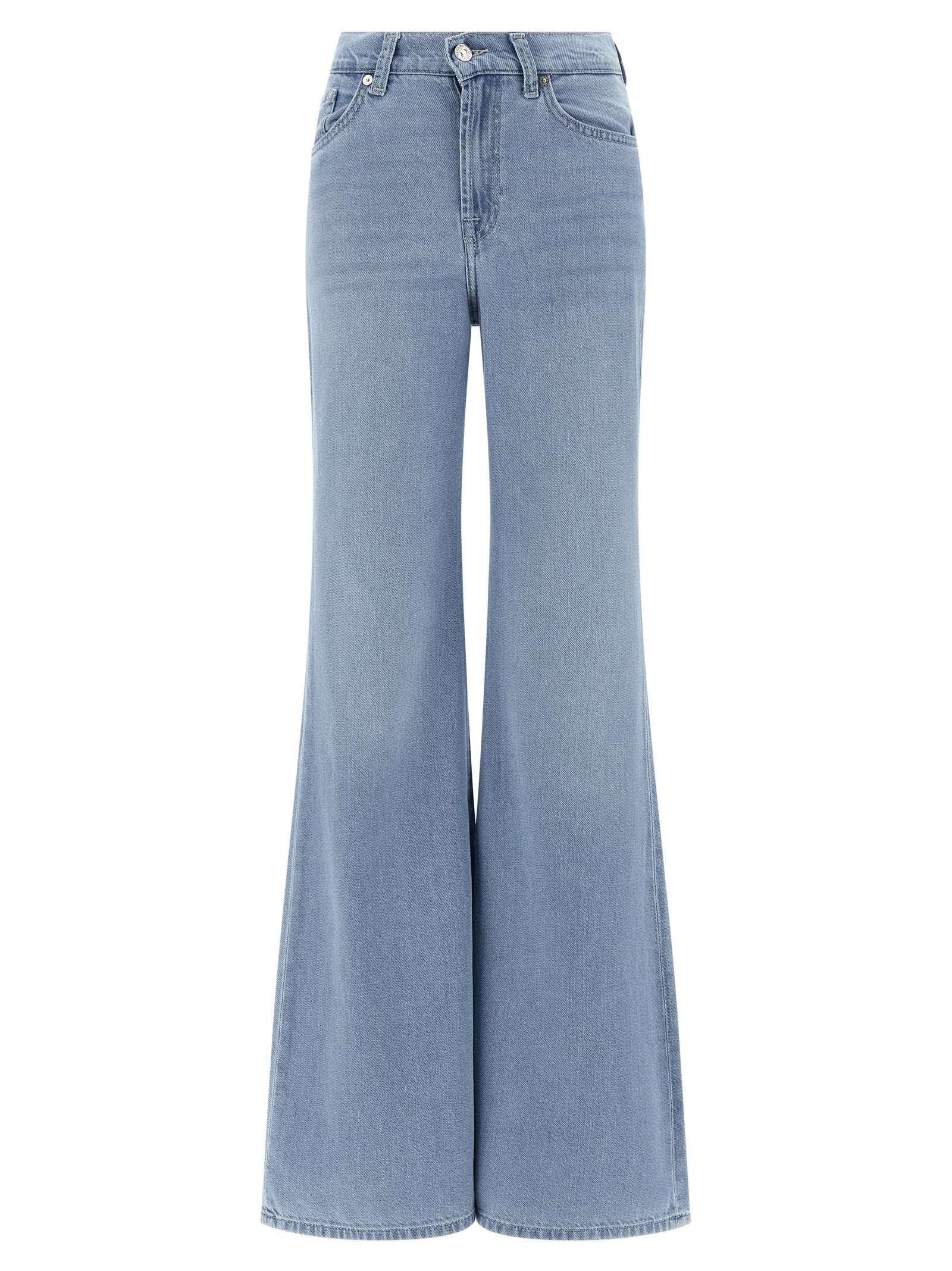 7 For All Mankind Blue Cotton Retro Flared Hana Jeans