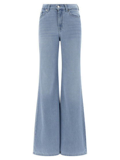 7 For All Mankind Blue Cotton Retro Flared Hana Jeans