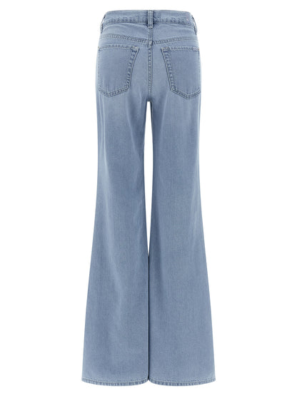 7 For All Mankind Blue Cotton Retro Flared Hana Jeans