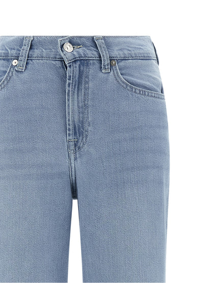7 For All Mankind Blue Cotton Retro Flared Hana Jeans