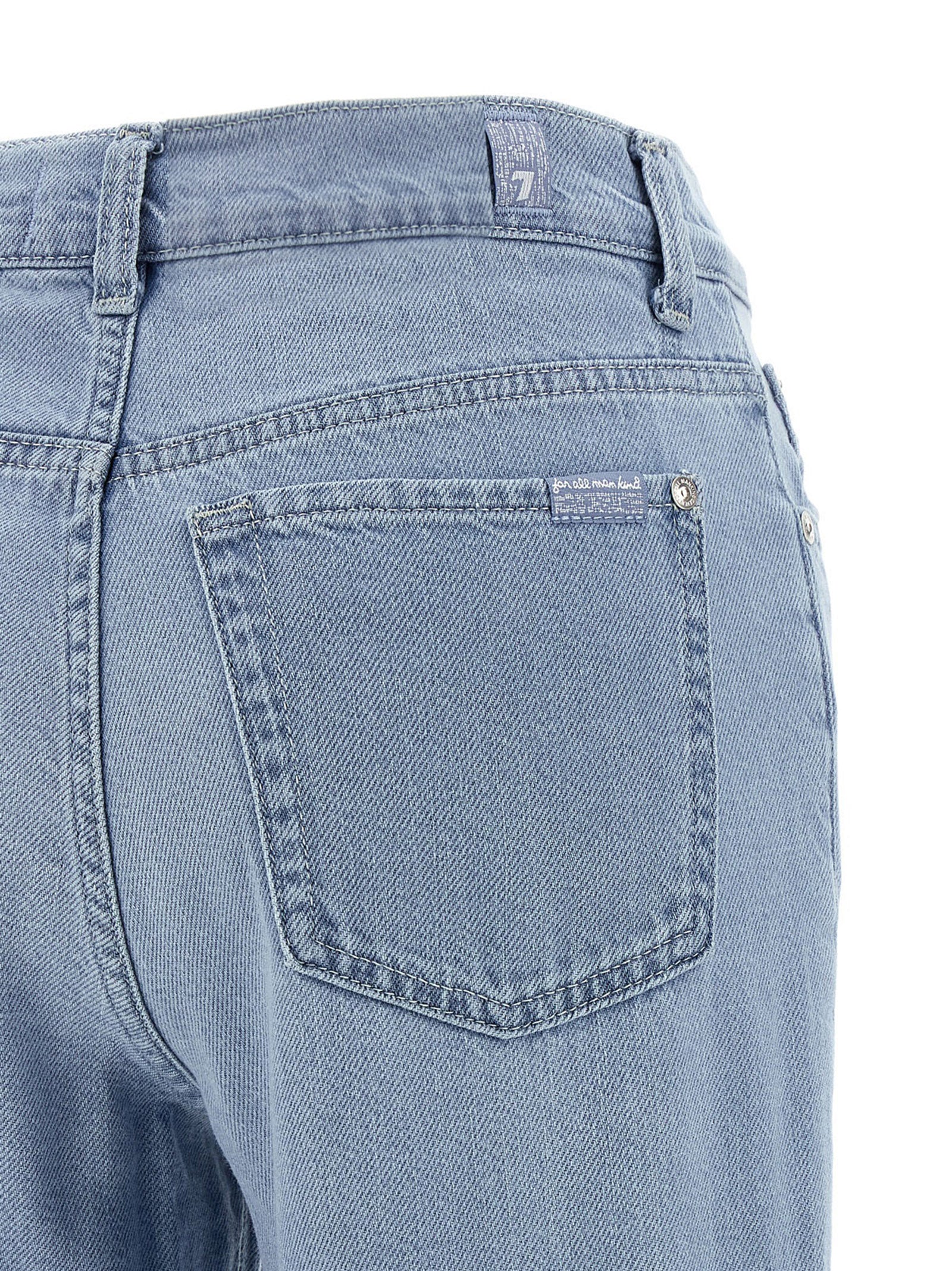 7 For All Mankind Blue Cotton Retro Flared Hana Jeans