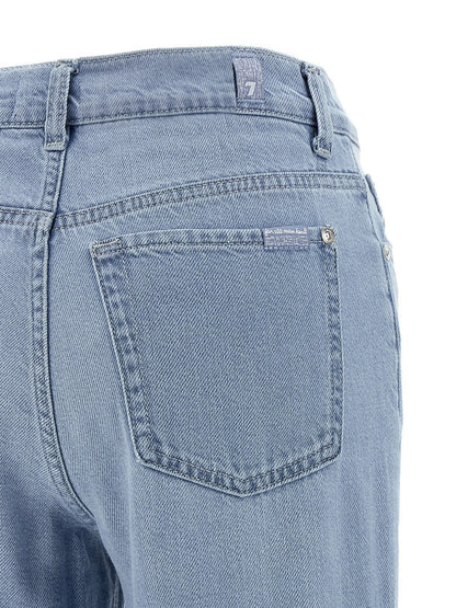 7 For All Mankind Blue Cotton Retro Flared Hana Jeans