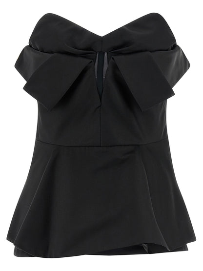 Alexander McQueen Black Duchess Silk Off-the-Shoulder Bustier Tank Top