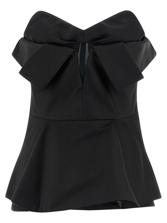 Alexander McQueen Black Duchess Silk Off-the-Shoulder Bustier Tank Top