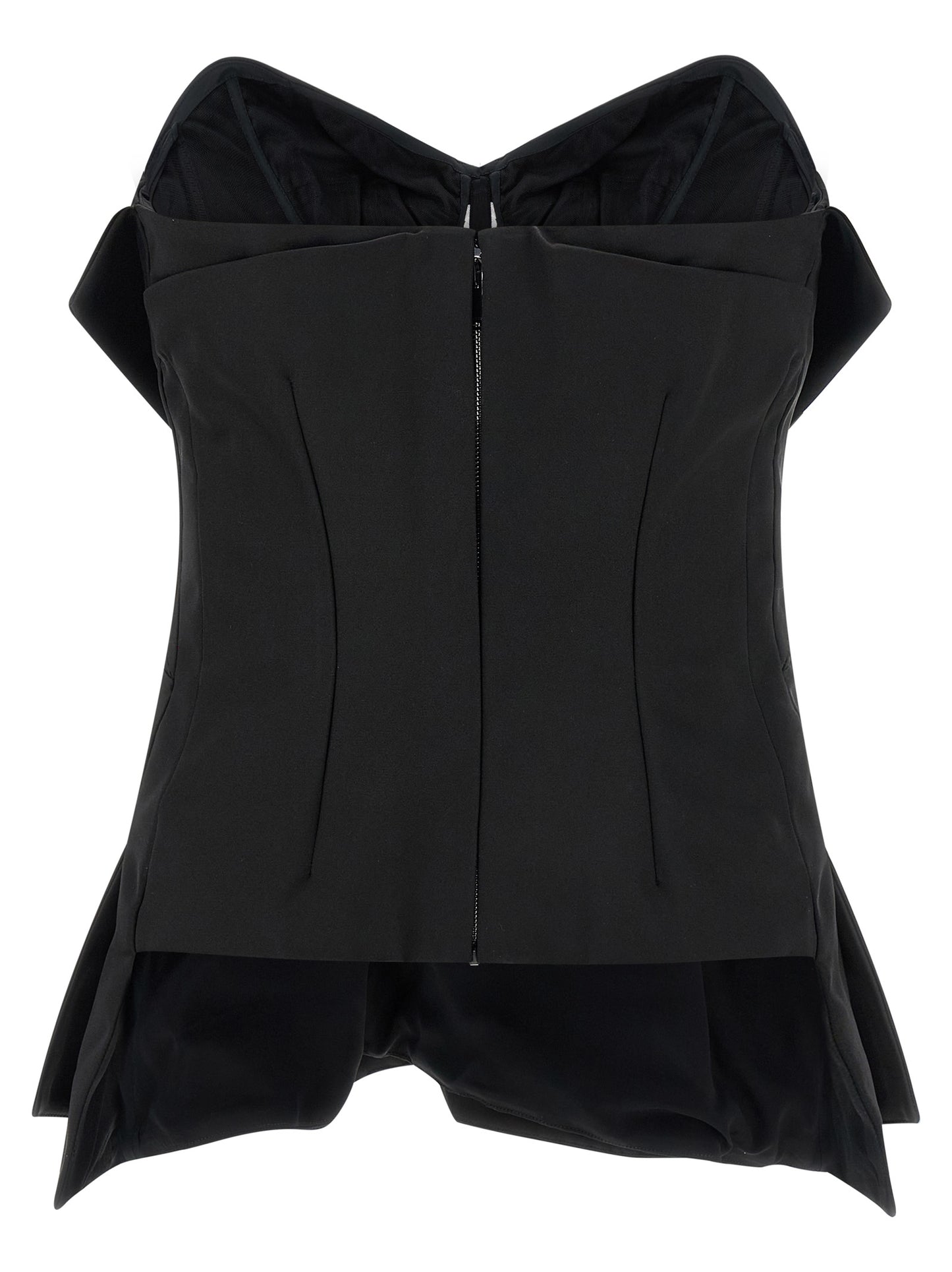 Alexander McQueen Black Duchess Silk Off-the-Shoulder Bustier Tank Top