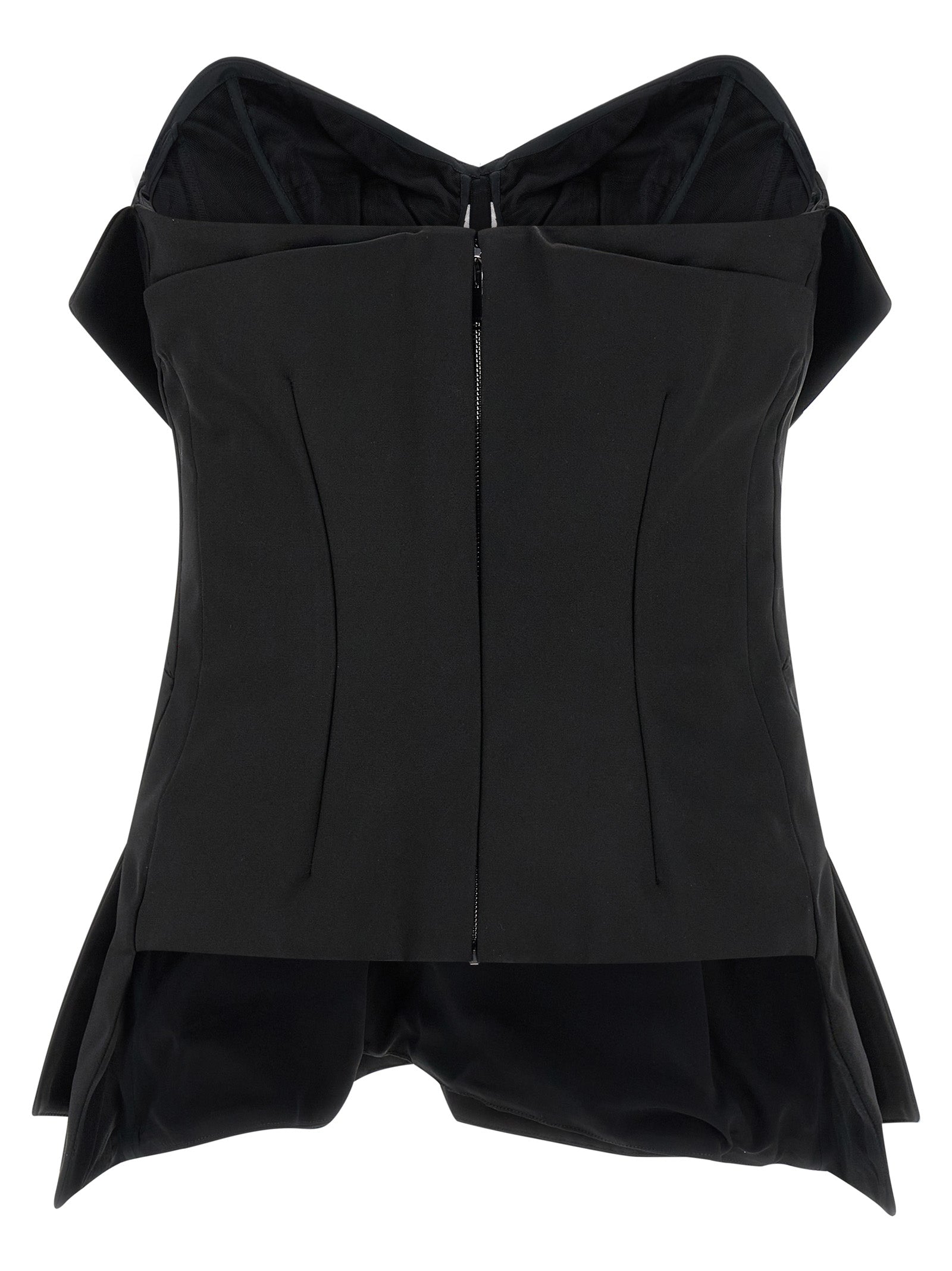 Alexander McQueen Black Duchess Silk Off-the-Shoulder Bustier Tank Top