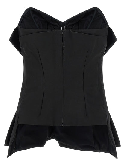 Alexander McQueen Black Duchess Silk Off-the-Shoulder Bustier Tank Top