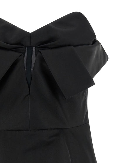 Alexander McQueen Black Duchess Silk Off-the-Shoulder Bustier Tank Top
