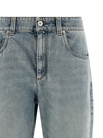 Brunello Cucinelli Blue Cotton Straight-Leg Jeans