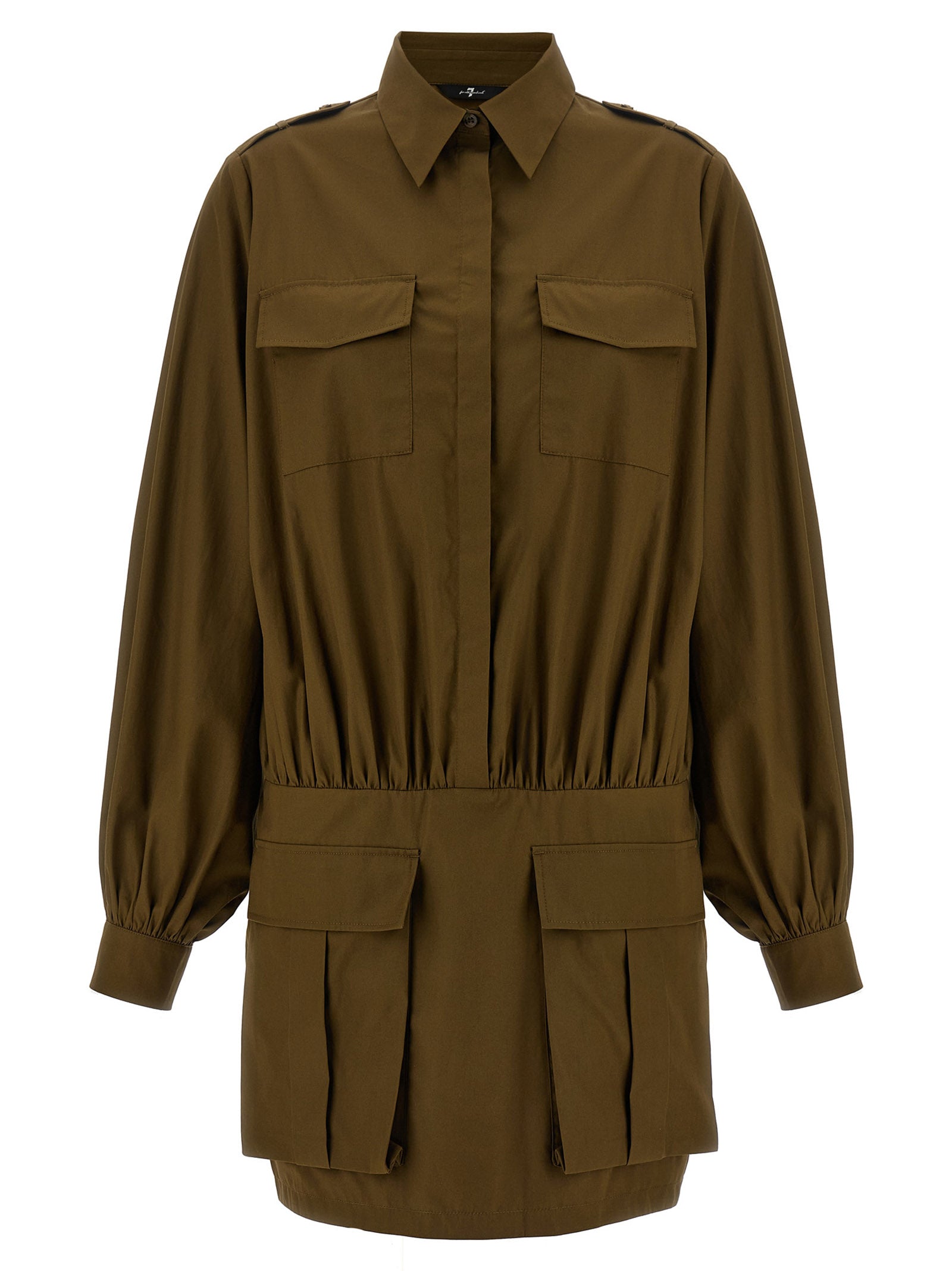 7 For All Mankind Brown Cotton Mini Utility Dress
