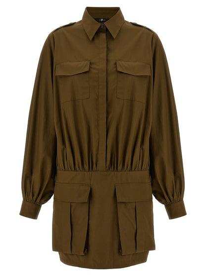 7 For All Mankind Brown Cotton Mini Utility Dress