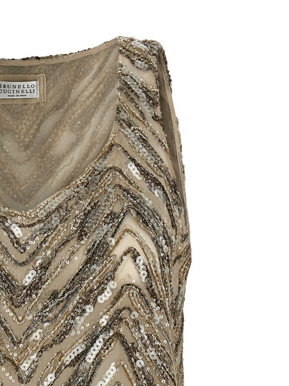 Brunello Cucinelli Beige Silk Tank Top for Women