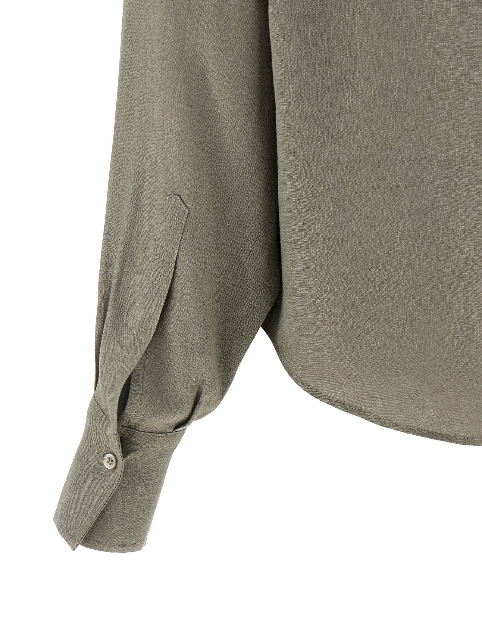 Brunello Cucinelli Bicolor Linen Blouse in Green