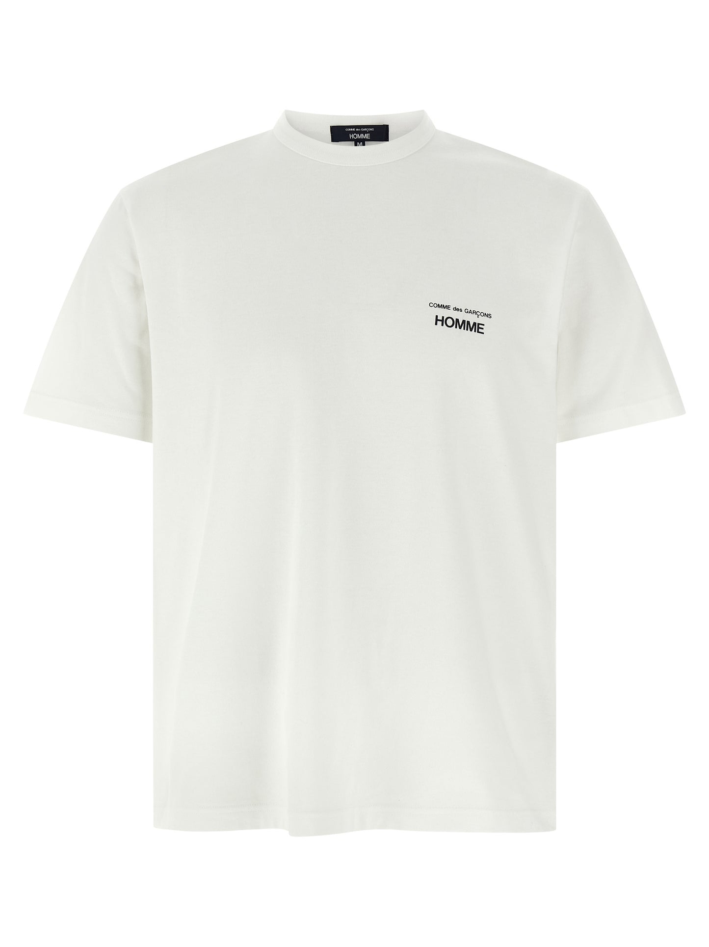Comme des Garçons White Cotton Jersey T-Shirt with Contrasting Logo Print