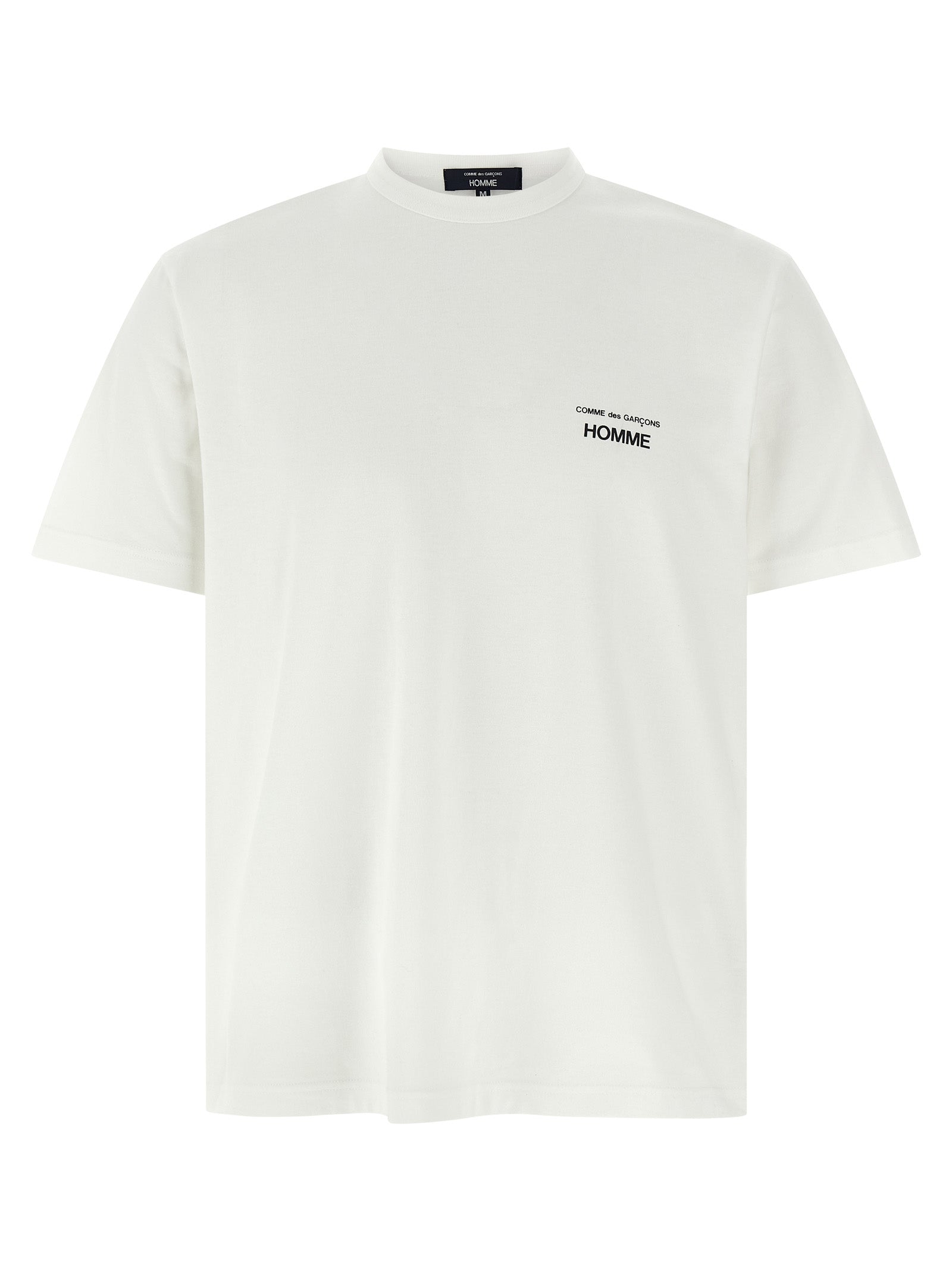 Comme des Garçons White Cotton Jersey T-Shirt with Contrasting Logo Print