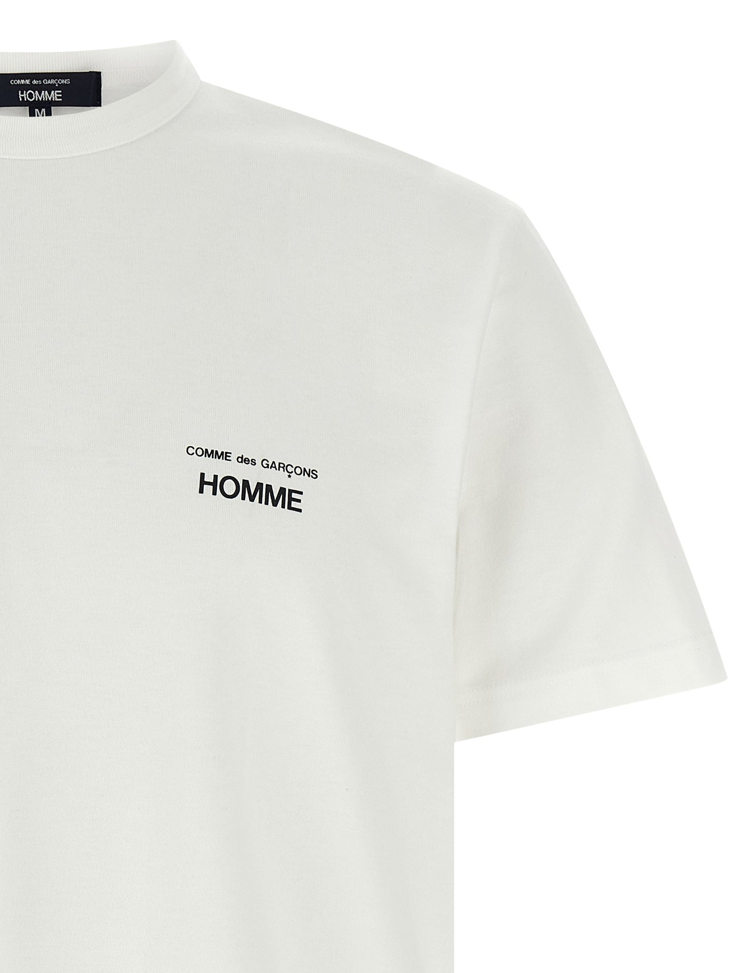 Comme des Garçons White Cotton Jersey T-Shirt with Contrasting Logo Print